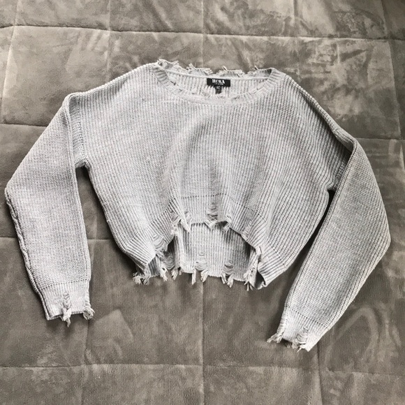 Forever 21 Tops - Frayed Crop Sweater